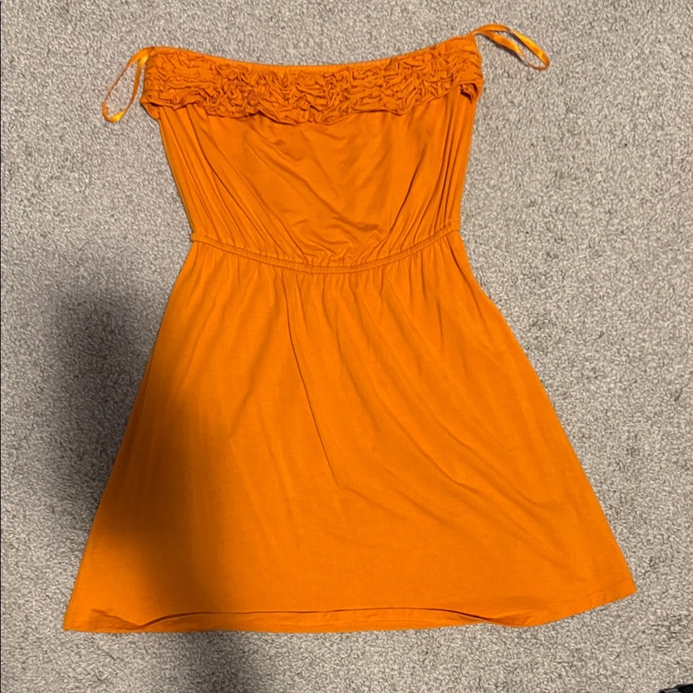 Arden B Orange Strapless Dress